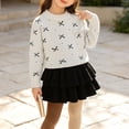 thumbnail image 3 of Posijego Little Girls Clothes Sets Bow Knit Sweater and Ruffled Skirt Set Toddler Girls Fall Clothes Outfits Size 2-8 Years, 3 of 8