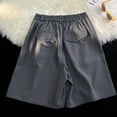 thumbnail image 4 of Mens Athletic Shorts Solid Color Wide Leg Suit Shorts Insets Versatile Cropped Pants Grey M, 4 of 6