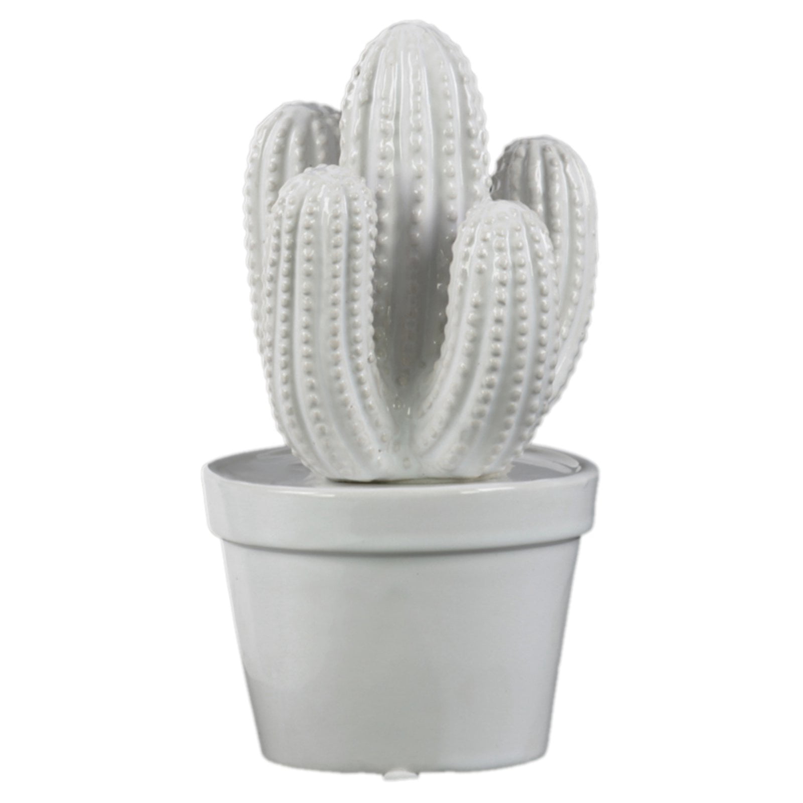 Urban Trends Ceramic San Pedro Cactus Pot Gloss Finish White Figurine