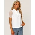 thumbnail image 3 of Blusa Allegra K Manga De Malla Corta Cuello V De Pajarita Para Mujer Blanco M, 3 of 5