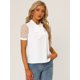 thumbnail image 3 of Blusa Allegra K Manga De Malla Corta Cuello V De Pajarita Para Mujer Blanco M, 3 of 5