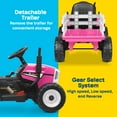 thumbnail image 4 of Kidzone 12V 7AH Treaded Tires Kids Battery Powered Electric Tractor with Trailer Toddler Ride On Toy for 3+ Years Boys & Girls, 3-Gear-Shift 7-LED Lights USB & Bluetooth Audio - Pink, 4 of 6