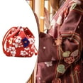 thumbnail image 2 of Japanese Drawstring Bag Coin Purse Lunch Bag Business Office School Purse Food Pouch Red, 2 of 8