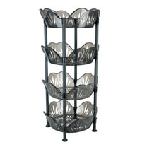 Kitchen Details 4 Tier Large Plastic Basket Free Standing Shelf, Smoke Grey