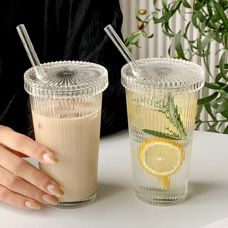 AGH 4 Pack Sublimation Tumblers 16oz Glass Straight Skinny Tumbler, Frosted  Glass Cups Mason Jar Mug with Splash-proof Lid and Straw, Reusable