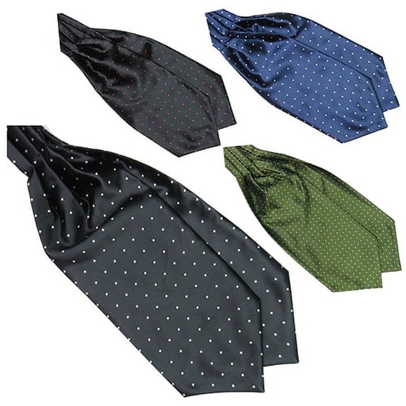 Kripyery Men's Fashion Smooth Polka Dots Print Ascot Tie Neck Tie Silk Blend Scarf Cravat
