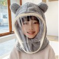 thumbnail image 2 of QHFBli Toddler Windproof Integrated Hat with Clear Face Cover, Cute Bear Ears Thick Full Face Winter Cap, Kids Outdoor Cycling Hat, 2 of 4