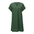 thumbnail image 3 of WILLBEST Vestidos De Verano Para Mujer, Vestido Playero De Lino De Color Liso Con Mangas Cortas Y Cuello En V, Ligero, Transpirable Y Elegante, Informal, Para Vacaciones, Viajes Y Uso Diario., 3 of 3