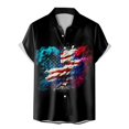 thumbnail image 2 of Bjutir Usa Shirt Men Short Sleeve Button Down Lapel Neck Tops Usa Flag Print Fashion 3D Printed Patriotic Lightweight Summer T Shirts Beach Hawaiian Mens Tees Green L, 2 of 3