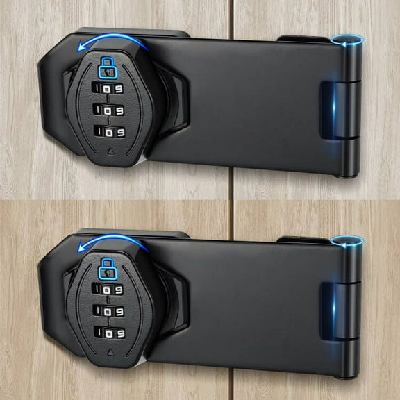 Cabinet Lock Keyless,3-Digit Password Hasp Locks - Cabinet Locks with Combination - 90/180 Degree Slide Latch Gate Locks for Small Doors,Cabinets,Barn Door,Closet,Garden,Fence(1PCS)