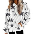 thumbnail image 2 of Women's Fleece Hoodies Fuzzy Cozy Oversized Hooded Sweatshirt Fashion Striped Printed Winter Jackets Crewneck Pullover Loose Soft Outerwear Tops with Pocket, 2 of 5