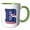 Green/White, variant on 3drose, Personalized Initial Letter E 3d Blue, 11oz Two-tone Blue Mug