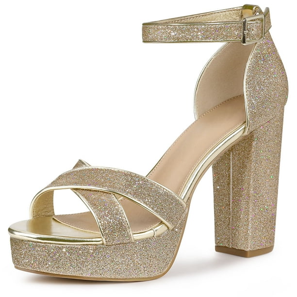 Glitter chunky heel hotsell