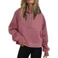 thumbnail image 2 of Womens Sweatshirts Half Zip Cropped Pullover Fleece Quarter Zipper Hoodies 2025 Fall Fashion Outfits Clothes, 2 of 6