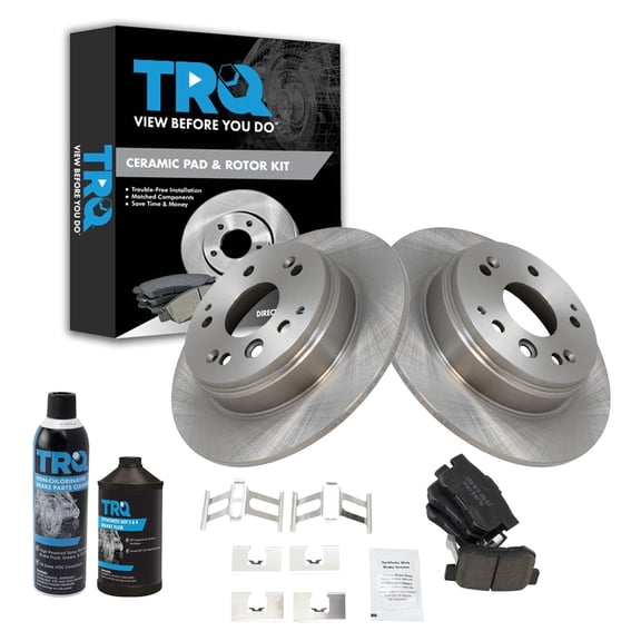 TRQ Premium Ceramic Brake Pad & Rotor Kit Rear w/Chemicals BKA15385 Fits select: 2006 ACURA 3.2TL, 2004-2005 ACURA TL