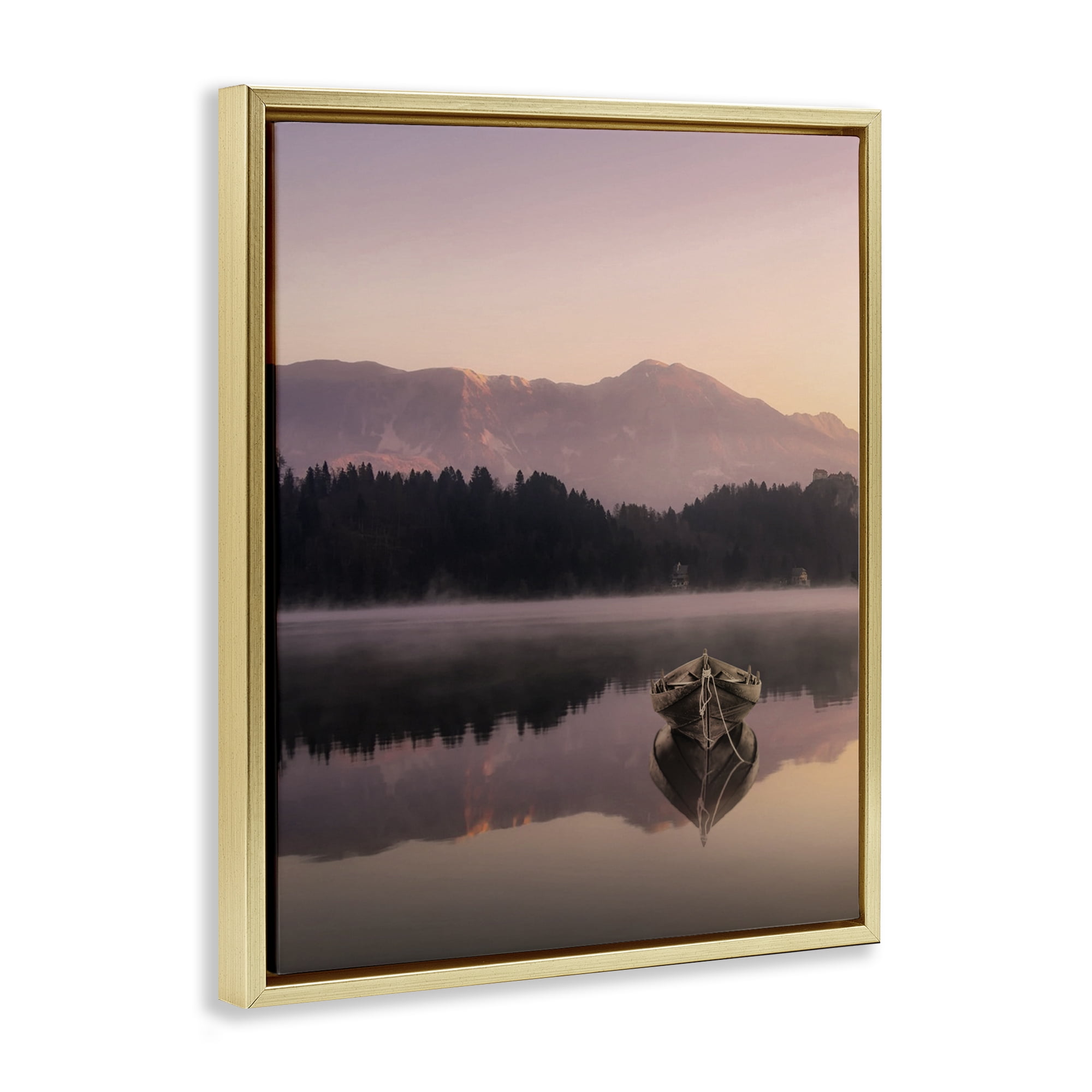 Stupell Industries Tranquil Lake Sunsets Gold Framed Floater Canvas Wall Art, design by Marcus Prime