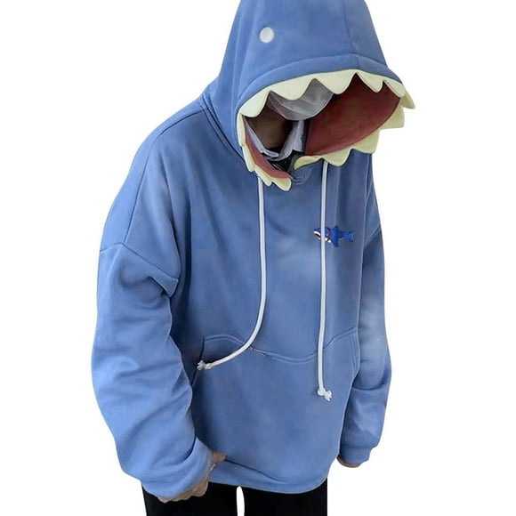 IDALL Hoodies for Women Essentials Hoodie Women Cute Hoodie Blue Shape Hooded Pullover Sweatshirts Long Sleeve Tops Fall Outfits Blue M