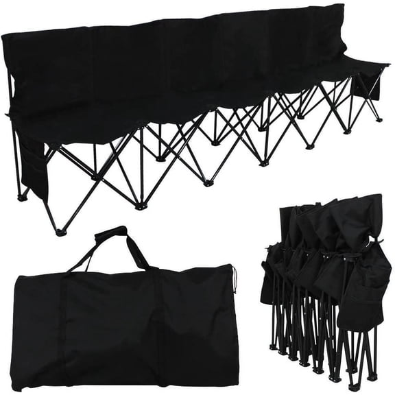 LInyy Foldable Sideline Bench 600D Oxford Double Layer Fabric 6 Seats