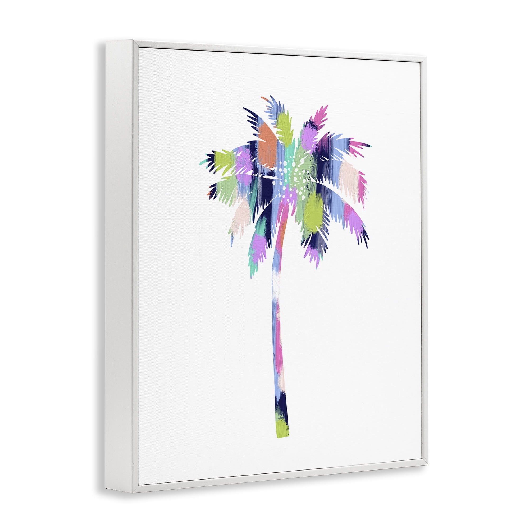 Stupell Industries Patterned Palm Tree Botanical & Floral Painting White Framed Art Print Wall Art, 11 x 14