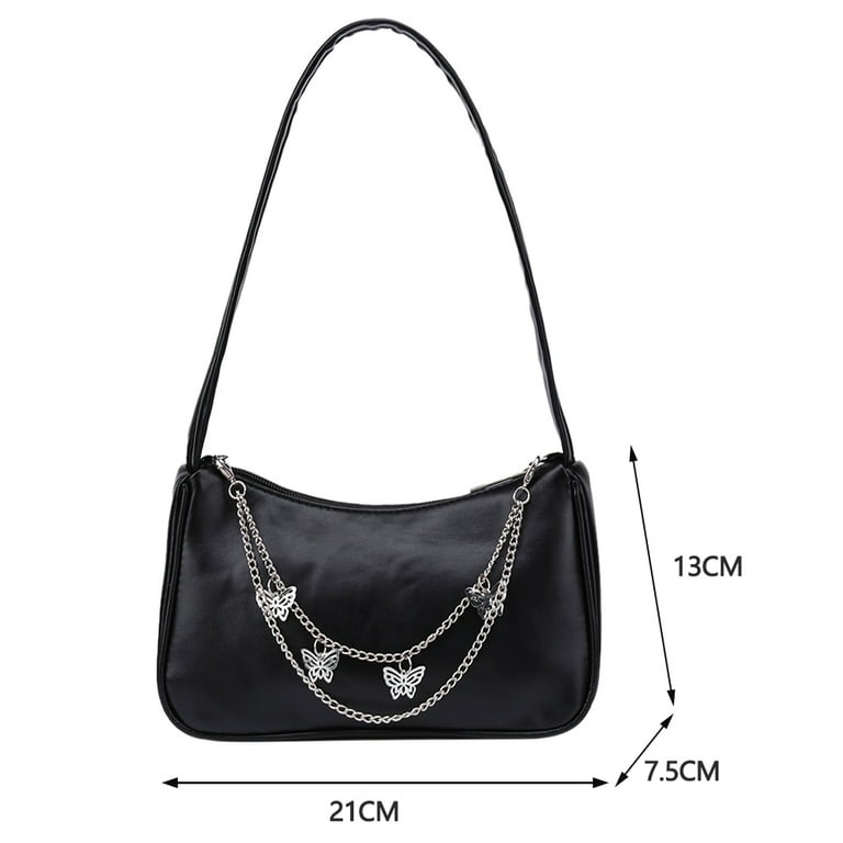 Yucurem Y2K Purse Butterfly Chain Shoulder Bag PU Underarm Bag