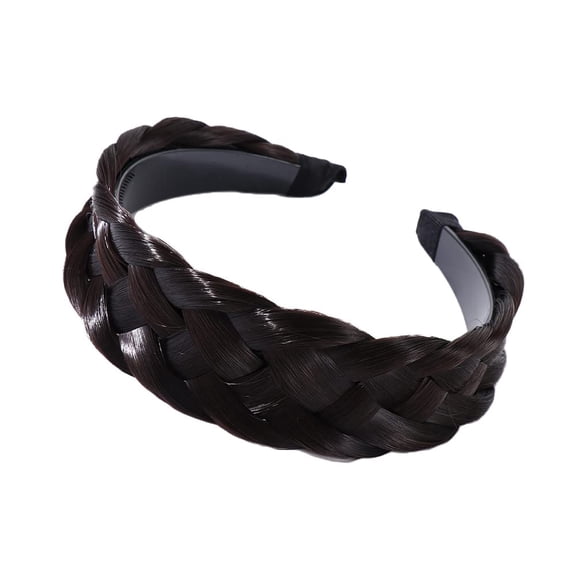 LinYooLi Synthetic Hair Braided Headband,Wide Plaited Braided Headband Hair Band,Hair Band Accessories for Women Girl (Black&Brown)
