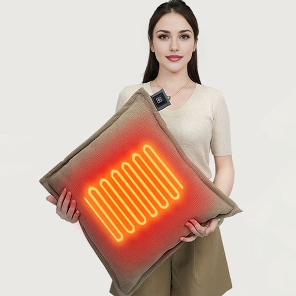 Heated Lumbar Support Pillow,Electric Heating Throw Pillow for Office Chairs with 3 Heat Settings USB Heating Pillow for Period Cramps,Abdomen,and Neck 18*18N Gifts for Love Coffee
