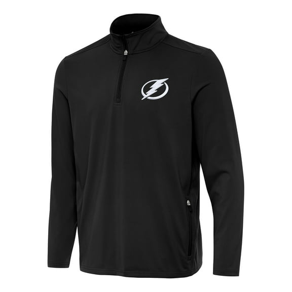 Men's Antigua Black Tampa Bay Lightning Perilous Quarter-Zip Sweatshirt