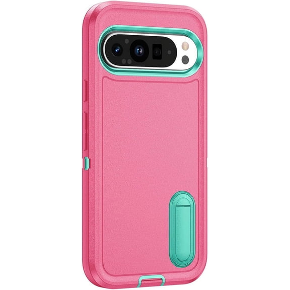 KOMI Pink, 9Pro, Anti -Fall Case for Google Pixel 9/ 9Pro/ 9ProXL, Small Kickstand, Back Case Ultra -Thin and Light Military Grade Protection Shockproof Shell