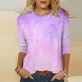 thumbnail image 2 of Busydd Womens Tops Fashion Tie Dye Blouses Casual Loose Round Neck T-Shirts 3/4 Length Sleeve Shirts Going Out Tops for Women, 2 of 5
