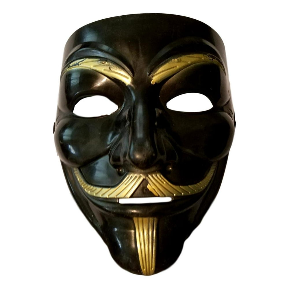 Black Gold Guy Fawkes Anonymous V for Vendetta Halloween Costume Mask
