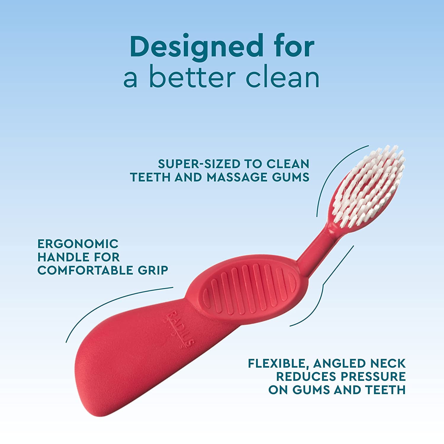 RADIUS Toothbrush Flex Brush BPA Free & ADA Accepted Designed to Improve Gum Health & Reduce Gum Issues - Right Hand - Purple/ Watermelon/ Mint - Pack of 3