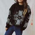 thumbnail image 4 of Gibobby Suéter de Punto navideño para Mujer Suéter grueso de manga larga con cuello redondo para mujer, Navidad, moda de otoño e invierno(Negro,XG), 4 of 5