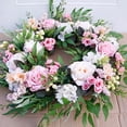 thumbnail image 4 of Corona colgante artificial para puerta de entrada, pared, decoración navideña, rosa, 56 cm, 22 pulgadas, 4 of 9