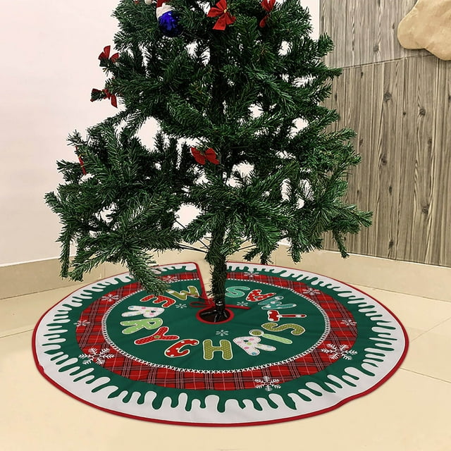 Xihbxyly Artículos Por Menos de $10 Adornos Navideños Falda para Árbol de Navidad 80 Cm Falda para Árbol Estampada Decoración para Árbol de Navidad para El Hogar