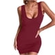 thumbnail image 1 of Moda mujer casual sólido delgado sexy cuello cuadrado sin tirantes sin mangas vestido largo Fridja  hjkh1109, 1 of 8