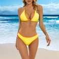 thumbnail image 2 of Prolriy Bikini Sets for Women, Women's Fashion Color Block Bikini Swimsuit Set with Padded Pads Womens Swimsuits Yellow M, 2 of 4