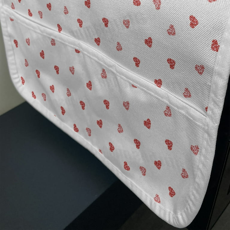 Hearts Microwave Oven Cover, Mini Hearts in Continuous Repeating Pattern  Romantic Theme, Water Resistant Organizer with Pockets for Kitchen, 36 x