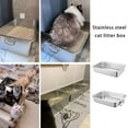 thumbnail image 2 of Stainless Steel Cats Litter Tray With Deeply Basins Design And Convenient Carrying Handle Kittens Litter Container Toilet, 2 of 9