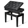 Yescom Black Adjustable Height Piano Bench PU Leather Padded Keyboard Storage Seat