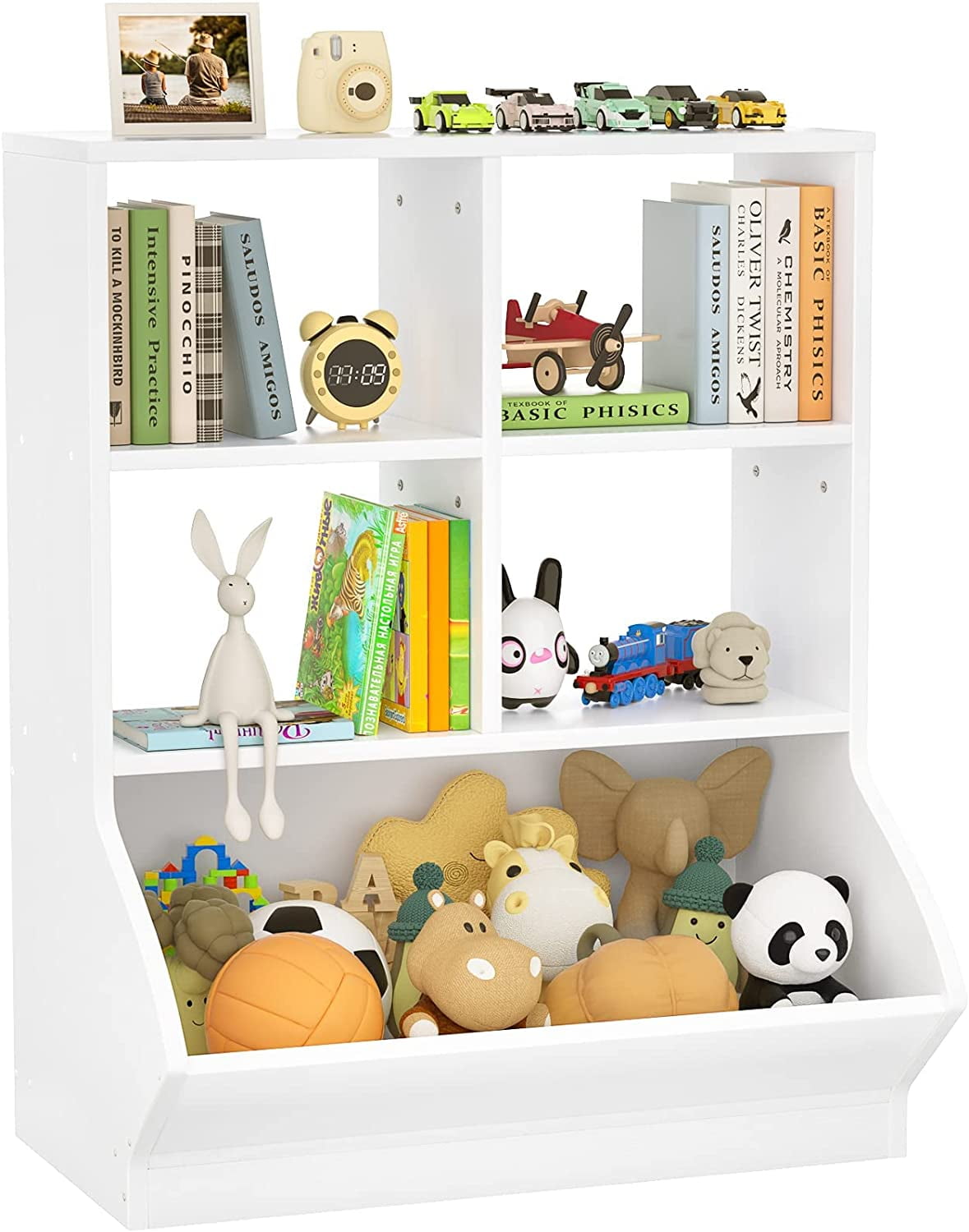 Homieasy Toy Storage Organizer with Bookcase, 5 Cubby Bookshelf Toy