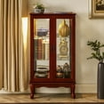 thumbnail image 3 of Curio Display Cabinet, 3 Tier Lighted Curio Cabinet with Shelves, Gift for Antiques Enthusiast, Tempered Glass Doors, Cherry, 3 of 9