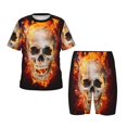 thumbnail image 1 of Fotbe Satanic Skull Pijama Estampada de 2 Piezas para Niños – Ropa de Dormir de Manga Corta Cómoda para Niños y Niñas, Camiseta y Shorts de Algodón-Small, 1 of 6