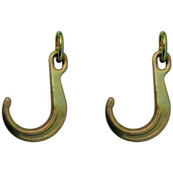 One pair, F8J-L (x2) 'Classic Style' 8" J Hook (Short J Hook) with Link for Chain, Wrecker, Tow Truck, Rollback