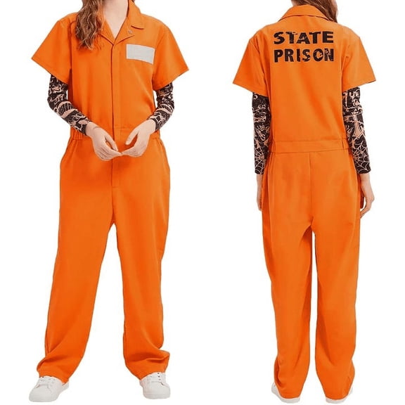 FYEGRE Halloween Orange Prison Jumpsuit Costume for Women And Men Classic Character Dress-Up Apparel Performance Fashionable Jumpsuit Orange XXL