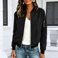thumbnail image 5 of APEXFWDT Bomber Jacket Women Suede Casual Lightweight Long Sleeve Jacket Trendy Zip Up Coat Outerwear Tops,XL,Black, 5 of 6