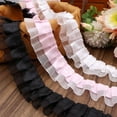 thumbnail image 2 of IDONGCAI Ruffle Trim 2-Layer Satin Organza Pleated Edging Trimmings 1.6inchx6yd Lace Ribbon for Crafts Embellishment (Pink), 2 of 4