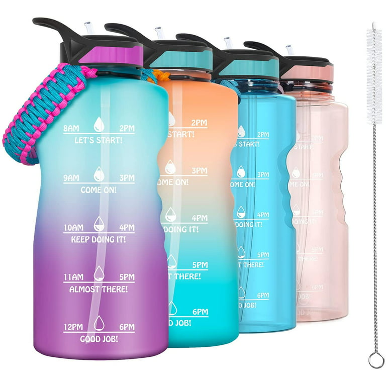 Half Gallon 64 OZ Motivational Water Bottle with Straw Time Marker