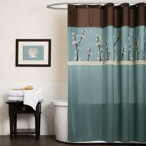 Lush Decor Cocoa Flower Floral Shower Curtain, 72x72, Blue/Brown, Single