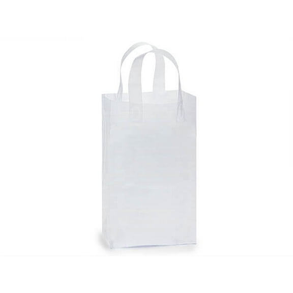 Pack Of 250, Debbie Size 8 x 6 x 14" Solid Clear Frosted Plastic 3 Mil Shopping Bags W/6 Mil Handle