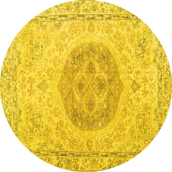 Ahgly Company Indoor Round Persian Yellow Traditional Area Rugs, 7' Round
